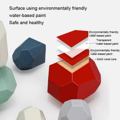 Children Early Teachings Stack Stone Building Blocks Wood Stack Stone Toys, 38 Grains Combination B