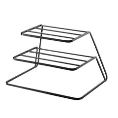 Three-layer Kitchen Dish Storage Rack Cabinet Tiered Shelf, White, Black