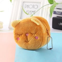 2pcs Children Cartoon Plush Three-dimensional Key Coin Purse, Panda, Shy Rabbit, Strawberry Rabbit, Shy Bear, Yellow Duckling, Chick, Black Rabbit, Red Strawberry, Red Cat Eagle, Blue Panda, Ladybug, Frog
