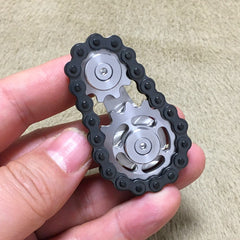 Black Chain Gyro Fingertip Gyro EDC Metal Toy Gear Sprocket Flywheel, Black Full Stainless Steel, Black Gun Plated, Black Colorful, Black Gold Plated