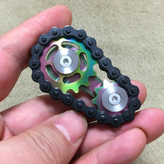 Black Chain Gyro Fingertip Gyro EDC Metal Toy Gear Sprocket Flywheel, Black Full Stainless Steel, Black Gun Plated, Black Colorful, Black Gold Plated