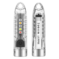 V1 Keychain Lantern Mini Light Flashlight Multifunctional Outdoor Home Flashlight, V1 Transparent White, V1 Transparent Pink