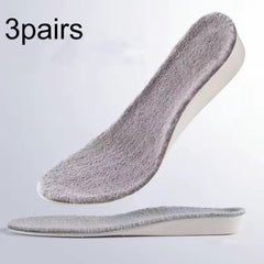 3pairs Winter Velvet Insoles Warm Inner Height Increase Insoles, 1.5cm Gray
