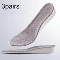 3pairs Winter Velvet Insoles Warm Inner Height Increase Insoles, 2.5cm Gray