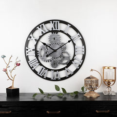 Vintage Wooden Round Gear Silent Wall Clock, Rome Number 58cm 6 Gears Golden, Rome Number  58cm  6 Gears  Silver, Rome Number  58cm 4 Gears Golden, Rome Number  58cm 4 Gears Silver, Number 58cm 4 Gears Golden, Number 58cm 4 Gears Silver                ...