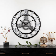 Vintage Wooden Round Gear Silent Wall Clock, Rome Number 58cm 6 Gears Golden, Rome Number  58cm  6 Gears  Silver, Rome Number  58cm 4 Gears Golden, Rome Number  58cm 4 Gears Silver, Number 58cm 4 Gears Golden, Number 58cm 4 Gears Silver                ...