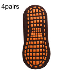 4pairs Trampoline Socks Dotted Rubber Non-slip Floor Socks Yoga Socks, 5-12 Years Old