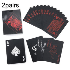2pairs 54pcs Waterproof Plastic Poker Table Games Cards PVC Magic Playing Cards, Blue, Red