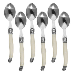 Stainless Steel Knife Fork Spoon Set Plastic Handle Western Tableware, 6 Tea Spoons, 6 Forks, 6 Spoons