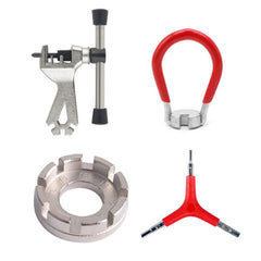 Chrome Molybdenum Steel Mountain Bike Spoke Wrench Set, Silver 8 Port+Spoke Wrench, 4pcs/set Spoke Tools, Wrench+Spoke Wrench+Valve Core Lock+2 Tire Lever, Red Wrench+Silver 8 Port+Wrench, Blue Wrench+Silver 8 Port+Wrench, Blue Wrench+Black 8 Port+Wren...