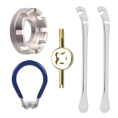 Chrome Molybdenum Steel Mountain Bike Spoke Wrench Set, Silver 8 Port+Spoke Wrench, 4pcs/set Spoke Tools, Wrench+Spoke Wrench+Valve Core Lock+2 Tire Lever, Red Wrench+Silver 8 Port+Wrench, Blue Wrench+Silver 8 Port+Wrench, Blue Wrench+Black 8 Port+Wren...