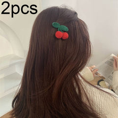 B316 2pcs Cute Woolen Knitting Hairpin Sweet and Versatile Handmade Side Clip, Beige, Cherry, Coffee Smiley Face, Gray Smiley Face, Beige Smiley Face, Light Grey, Black Bow, White Rose, Black Rose, White Plush, Green Plush, Pink Plush, Black Rhinestone...