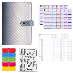 A6 PU Macaron Gradient Color Loose-leaf Notepad Notebook Budget Book, Gradient Black, Gradient Purple, Gradient Pink