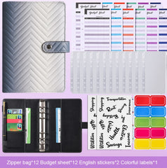 A6 PU Macaron Gradient Color Loose-leaf Notepad Notebook Budget Book, Gradient Black, Gradient Purple, Gradient Pink