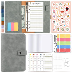 H666 A6 Loose-leaf Binder Cash Budget Handbook Vintage PU Leather Notebook with Window, H666 Taro Purple, H666 Pink, H666 Light Gray, H666 Dark Gray, H666 Amber Brown, H666 Treasure Blue, H666 Denim Blue, H666 Retro Green