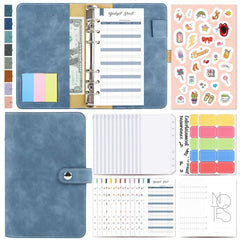 H666 A6 Loose-leaf Binder Cash Budget Handbook Vintage PU Leather Notebook with Window, H666 Amber Brown, H666 Treasure Blue, H666 Denim Blue, H666 Retro Green, H666 Taro Purple, H666 Pink, H666 Light Gray, H666 Dark Gray