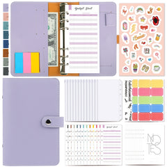 H666 A6 Loose-leaf Binder Cash Budget Handbook Vintage PU Leather Notebook with Window, H666 Taro Purple, H666 Pink, H666 Light Gray, H666 Dark Gray, H666 Amber Brown, H666 Treasure Blue, H666 Denim Blue, H666 Retro Green