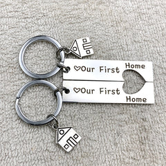 Stainless Steel Titanium Steel Keychain House Pendant, House Keychain