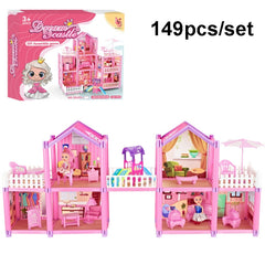 DSJ55-C 220pcs /Set Children Passing Domestic Toy Doll House Princess Castle Set Simulation Disguise House, DSJ55-1 105pcs/set, DSJ55-2 126pcs/set, DSJ55-3 149pcs/set, DSJ55 162pcs/set, DSJ55-B 214pcs/set, DSJ55-C 222pcs/set, DSJ55-A 274pcs/set