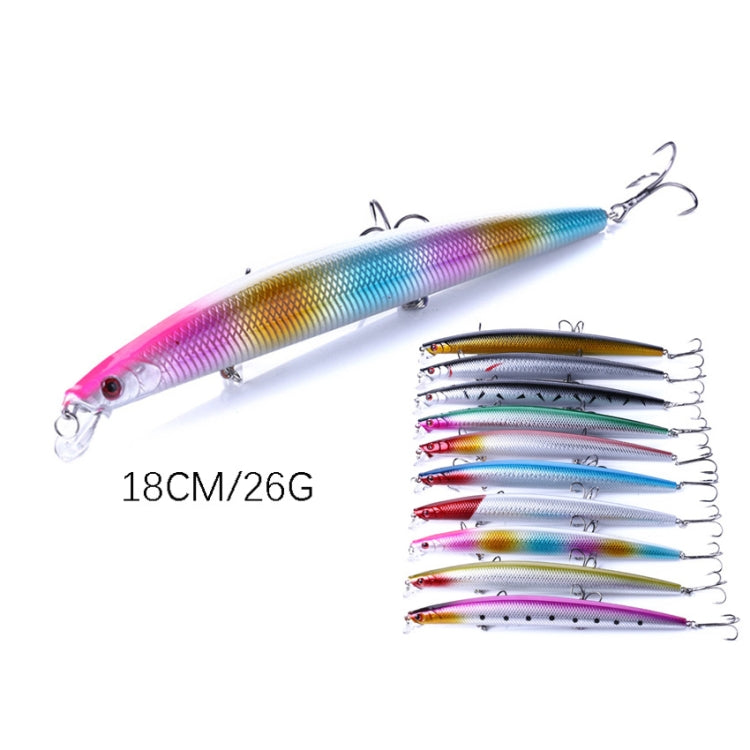HENGJIA MI101 18cm 26g Long-distance Casting Sea Fishing Fake Lures Minnow Baits, MI101 (2), MI101 (3), MI101 (4), MI101 (6), MI101 (7), MI101 (8), MI101 (9), MI101 (10), MI101 (5), MI101 (1), MI101 (10 Colors)