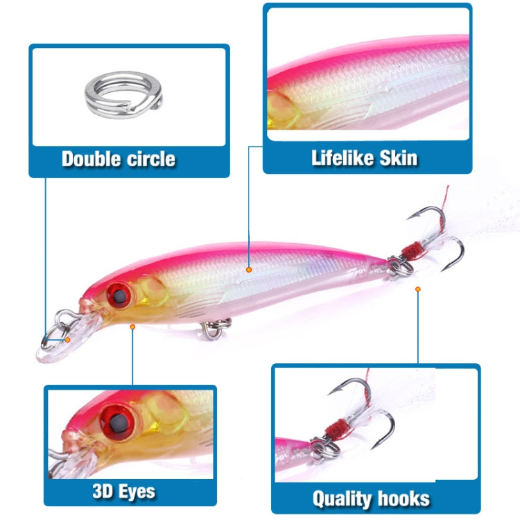 HENGJIA MI094 Simulation Laser Fake Lures Minnow Fishing Baits, 1, 2, 3, 4, 5, 6, 7, 8, 9, 10, 10 Colors Boxed