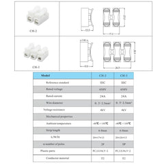 100pcs Self-Locking Push Type Ceiling Light Quick Terminal Block, CH-2, CH-3