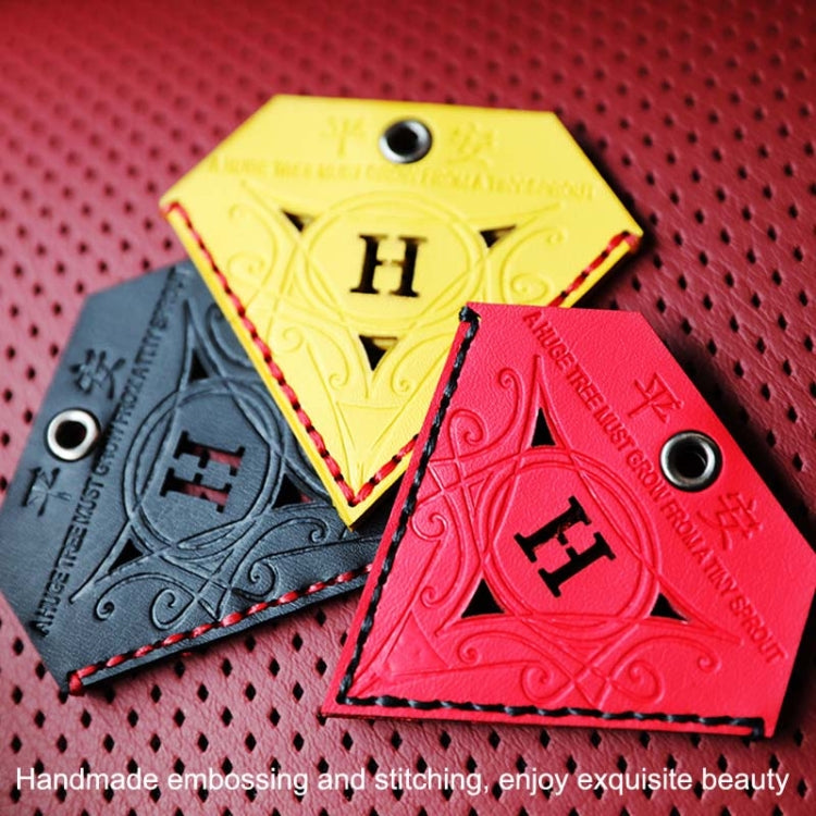 Car Pendant Triangular Ping An Charm Bag Leather Rearview Mirror Ornament, Triangular Red