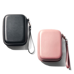 For FUJIFILM Instax Mini EVO  Link LiPlay PU Leather Camera Bag  With Wrist Strap, Black, Pink, Phantom Purple, Phantom Silver