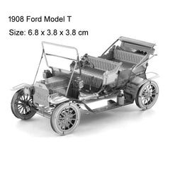 3D Three-dimensional Metal Car Assembly Model DIY Puzzles Toy, 1908 T-shaped Cars, 1965 Mustang, Kart, BZS G500, Cable Car, Taxi, Fire Truck, Bullet Train, Nissans Coupe, D51 Train Head, KMK F450, Sportcar, Half-track Motorcycle, Rocket Launcher       ...