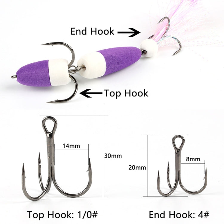 W.P.E PMG-M Foam Hook Soft Worm Bait Three Anchor Hook Fake Lures, M