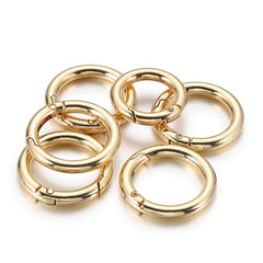 20pcs Zinc Alloy Spring Ring Metal Open Bag Webbing Keychain, 4 Points Light Gold, 6 Points Black
