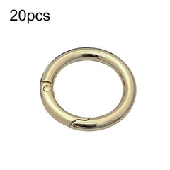 20pcs Zinc Alloy Spring Ring Metal Open Bag Webbing Keychain, 4 Points Light Gold, 6 Points Black
