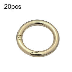 20pcs Zinc Alloy Spring Ring Metal Open Bag Webbing Keychain, Inch 2 Silver, 5 Points Light Gold