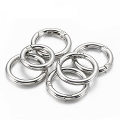 20pcs Zinc Alloy Spring Ring Metal Open Bag Webbing Keychain, Inch 2 Silver, 5 Points Light Gold