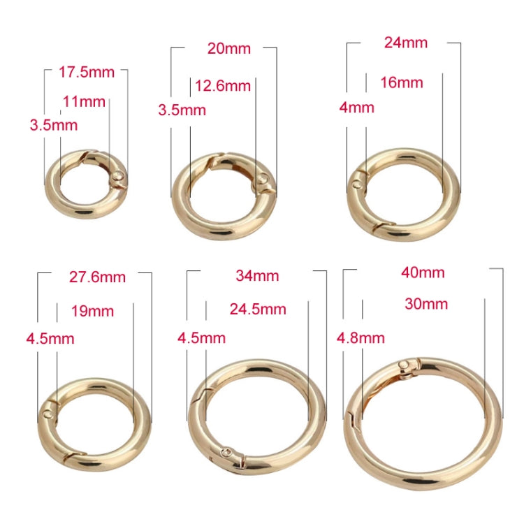 20pcs Zinc Alloy Spring Ring Metal Open Bag Webbing Keychain, Inch 2 Silver, 5 Points Light Gold