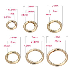 20pcs Zinc Alloy Spring Ring Metal Open Bag Webbing Keychain, Inch 2 Silver, 5 Points Light Gold