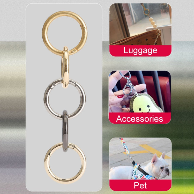 20pcs Zinc Alloy Spring Ring Metal Open Bag Webbing Keychain, Inch 2 Silver, 5 Points Light Gold