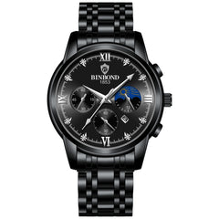 BINBOND B3591 30m Waterproof Luminous Calendar Men Watch, Rose Gold-Black, Rose Gold-White, Black Steel-Black, White Steel-Black, White Steel-White, Brown Leather-Rose-Black, Brown Leather-Rose-White, Black Leather-White-Black, Brown Leather-White-Whit...