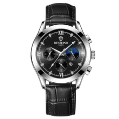 BINBOND B3591 30m Waterproof Luminous Calendar Men Watch, Rose Gold-Black, Rose Gold-White, Black Steel-Black, White Steel-Black, White Steel-White, Brown Leather-Rose-Black, Brown Leather-Rose-White, Black Leather-White-Black, Brown Leather-White-Whit...
