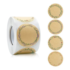 Kraft Paper Flower Plant Sticker Gift Packaging Decoration Sticker, 5.0cm