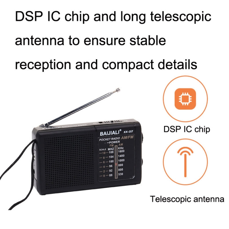 BAIJIALI BJL228 Retro Portable Two Band FM AM Radio Built-in Speaker, BJL228 White, BJL228 Black