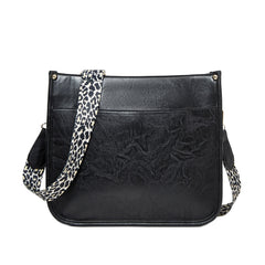 013 Leopard Strap PU Leather Single-shoulder Waterproof Crossbody Tote Bag