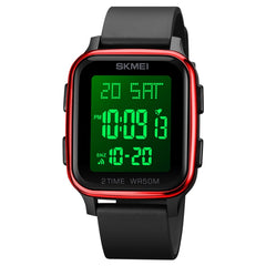 SKMEI 1858 Square Waterproof Digital Dual Display LED Luminous Watch, 1858 Red, 1858 Blue, 1858 Black, 1858 Rose Gold