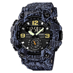 SKMEI 1637 Sports Digital Display Outdoor Shockproof Plastic Large Dial Men Watch, Army Green, Blue Camouflage, Army Green Camouflage, Gray Black