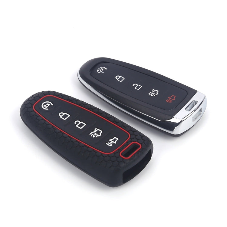 For Ford Edge/Explorer 2pcs 5-Button Key Silicone Case, Black, Red, Pink, Sea Blue