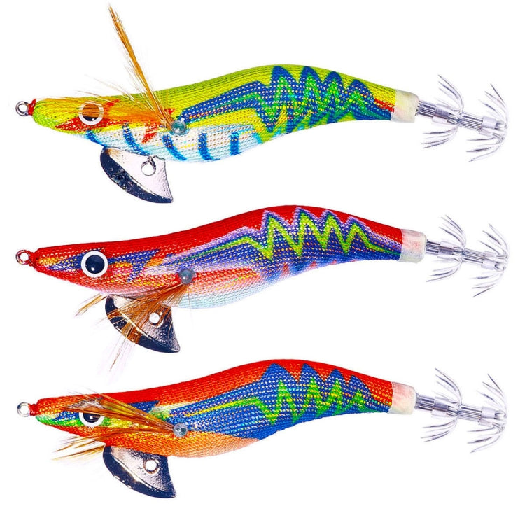 Hengjia SJ037 Luminous Electroplated Flash Wooden Shrimp Squid Lures, SJ037 (Red), SJ037 (Orange), SJ037 (Yellow)