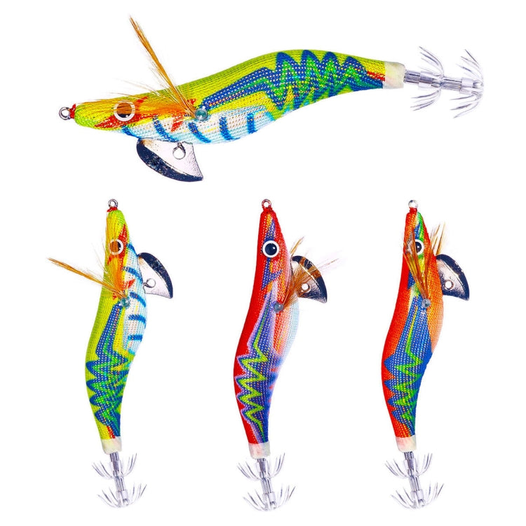 Hengjia SJ037 Luminous Electroplated Flash Wooden Shrimp Squid Lures, SJ037 (Red), SJ037 (Orange), SJ037 (Yellow)