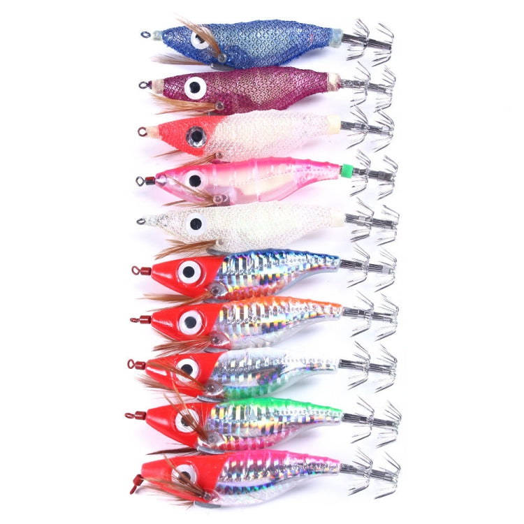 HENGJIA SJB012 Night Light Simulation Shrimp Squid Needle Sea Fishing Fake Bait, SJB012 (10 Colors Bagged)