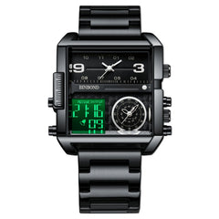 BINBOND B3332 Square Multifunctional Sports Quartz Waterproof Watch