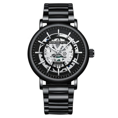 BINBOND B7872 Multifunctional Hollow Luminous Waterproof Quartz Watch, Black Steel-Black-White, White Steel-Black-White, Full-gold-Black-Gold, Black Leather-Black-Black, Black Leather-White-Black, Black Leather-Full-gold-Black